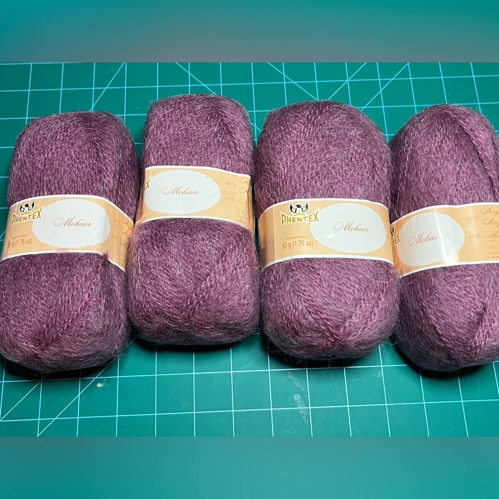 Phentex Acrylic and Mohair Yarn in Purple Mauve
